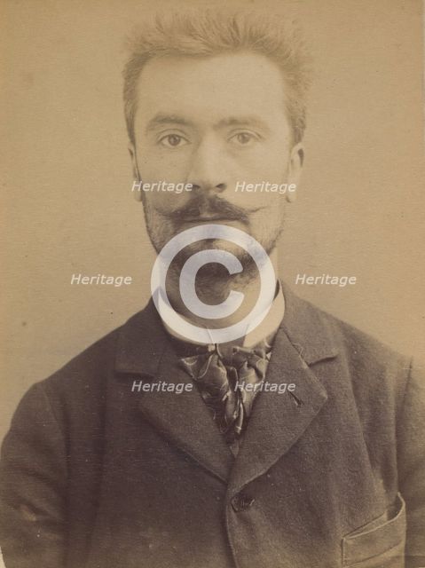 Pemjean. Lucien, Pierre. 32 ans, né à Lyon (Rhône). Publiciste. Anarchiste. 2/1/93., 1893. Creator: Alphonse Bertillon.