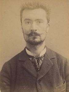 Pemjean. Lucien, Pierre. 32 ans, né à Lyon (Rhône). Publiciste. Anarchiste. 2/1/93., 1893. Creator: Alphonse Bertillon