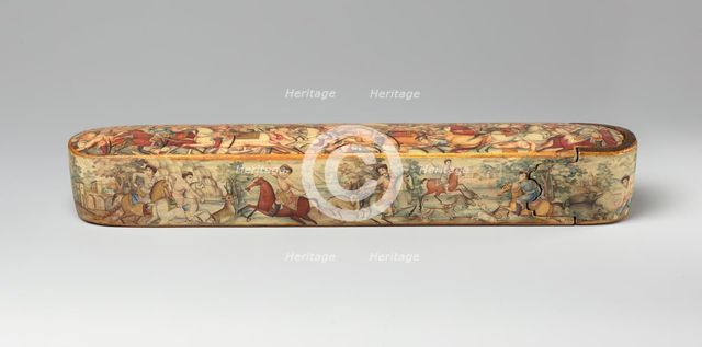 Pen Box (Qalamdan) Depicting Shah Isma'il in a Battle against the Uzbeks, Iran, early 19th century. Creator: Unknown.