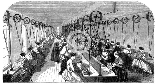Pen grinding room, Hanks, Wells & Co's factory, Birmingham, West Midlands, 1851 Creator: Unknown.