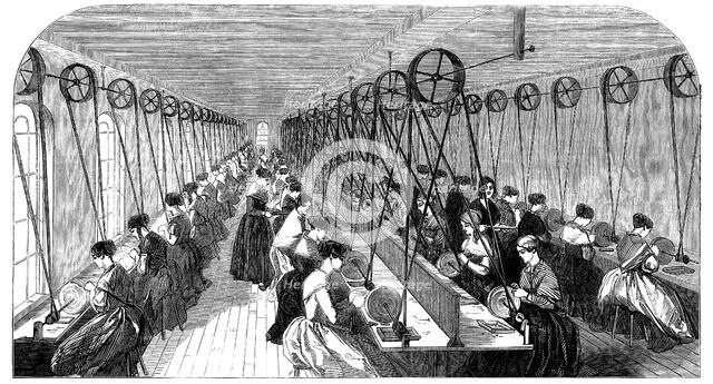 Pen grinding room, Hanks, Wells & Co's factory, Birmingham, West Midlands, 1851 Artist: Unknown