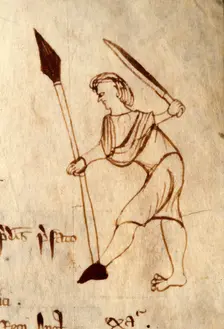 Pen portrait of a warrior from a book of treasury receipts, 15th century. Creator: Unknown