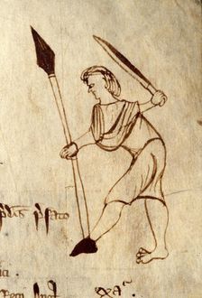 Pen portrait of a warrior from a book of treasury receipts, 15th century. Creator: Unknown