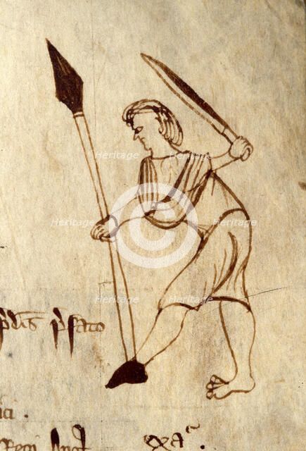 Pen portrait of a warrior from a book of treasury receipts, 15th century. Creator: Unknown.
