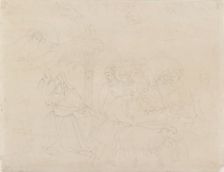 Pencil Outline of a Part of the Fresco of The Friends of Job 1845. Artist: John Ruskin