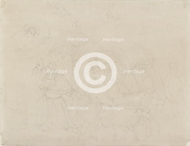 Pencil Outline of a Part of the Fresco of 'The Friends of Job', 1845. Artist: John Ruskin.