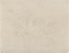 Pencil Outline of a Part of the Fresco of The Friends of Job 1845. Artist: John Ruskin