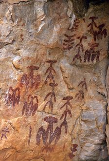 Peña Escrita prehistoric cave art, Fuencaliente, Castile-La Mancha, Spain, 2008. Creator: LTL