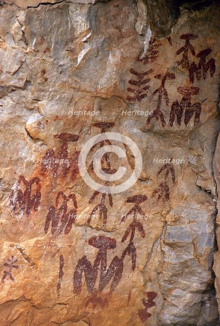 Peña Escrita prehistoric cave art, Fuencaliente, Castile-La Mancha, Spain, 2008.  Creator: LTL.