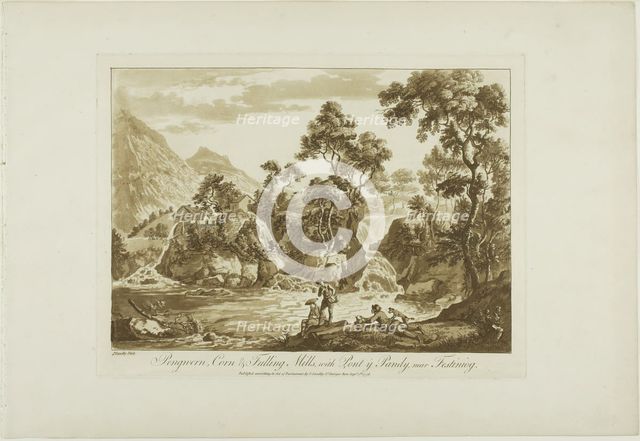 Pengnern Corn and Fulling Mills, with Pont y Pandy, Near Festiniog, 1776. Creator: Paul Sandby.