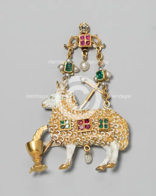 Pendant with Agnus Dei (Lamb of God), Spain, c. 1575-c. 1650, with later modifications. Creator: Unknown.