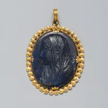 Pendant with Cameo of a Roman Woman, Europe, probably early 19th century. Creator: Unknown