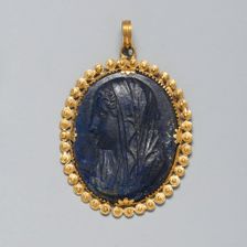 Pendant with Cameo of a Roman Woman, Europe, probably early 19th century. Creator: Unknown