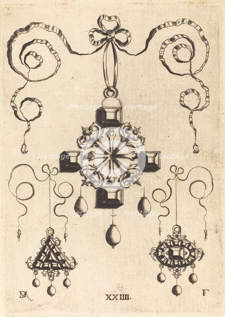 Pendant with Double Cross at Centre, Surrounded by Four Large Table-Stones. Creator: Daniel Mignot.