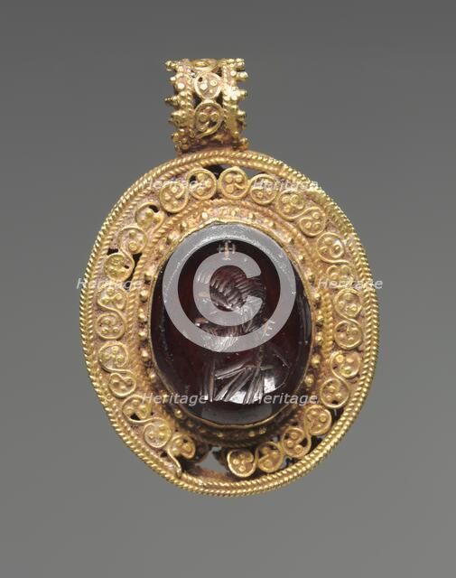 Pendant with Portrait Intaglio, 500s. Creator: Unknown.
