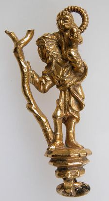 Pendant with St. Christopher Carrying the Christ Child, German, late 15th century. Creator: Unknown