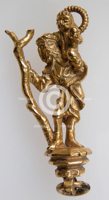 Pendant with St. Christopher Carrying the Christ Child, German, late 15th century. Creator: Unknown.