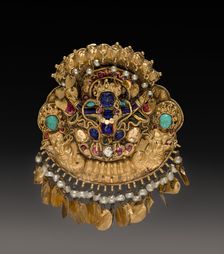 Pendant with Two-Armed Blue Deity on a Lotus with Nagas (serpent divinities), 1600s or 1700s. Creator: Unknown