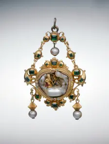 Pendant with the Penitent Saint Jerome, Spain, c. 1650 (central jewel); c. 1700 (mount). Creator: Unknown