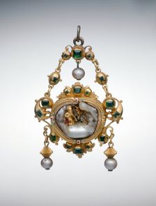 Pendant with the Penitent Saint Jerome, Spain, c. 1650 (central jewel); c. 1700 (mount). Creator: Unknown