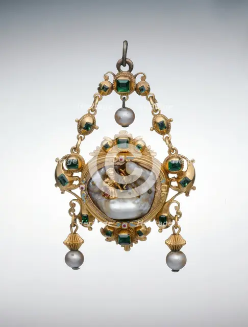 Pendant with the Penitent Saint Jerome, Spain, c. 1650 (central jewel); c. 1700 (mount). Creator: Unknown.