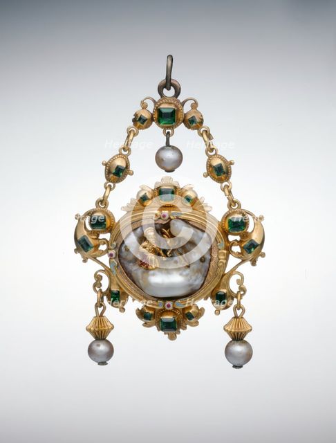 Pendant with the Penitent Saint Jerome, Spain, c. 1650 (central jewel); c. 1700 (mount). Creator: Unknown.