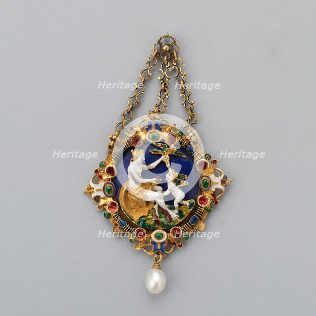 Pendant with Venus and Cupid, Europe, third quarter of the 19th century. Creator: Unknown.