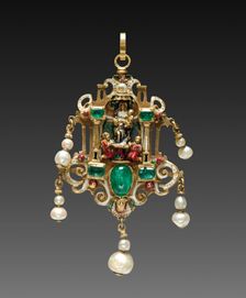 Pendant with Virgin and Child with Saints and Saint John the Evangelist, late 1500s. Creator: Unknown