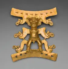 Pendant Depicting a Male Figure with Saurian Heads Emerging from Body, A.D. 1000/1550. Creator: Unknown