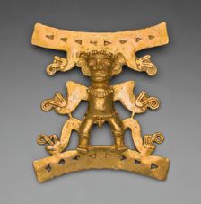 Pendant Depicting a Male Figure with Saurian Heads Emerging from Body, A.D. 1000/1550. Creator: Unknown
