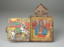 Pendant Icon: St. George, Virgin and Child Enthroned, 18th century. Creator: Unknown
