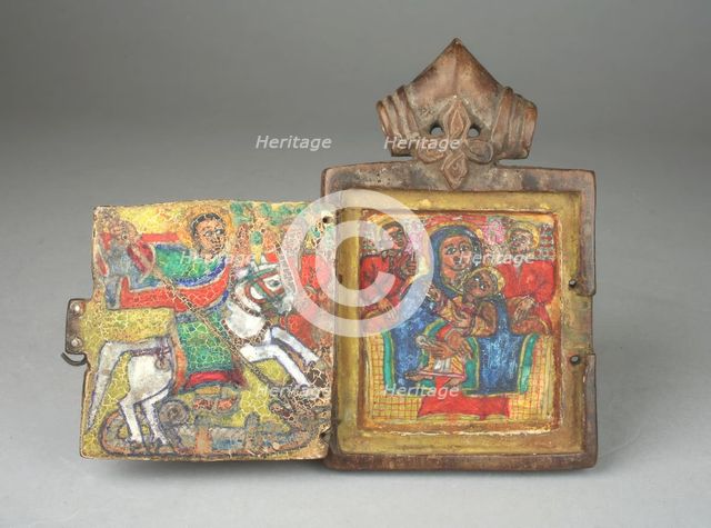 Pendant Icon: St. George, Virgin and Child Enthroned, 18th century. Creator: Unknown.