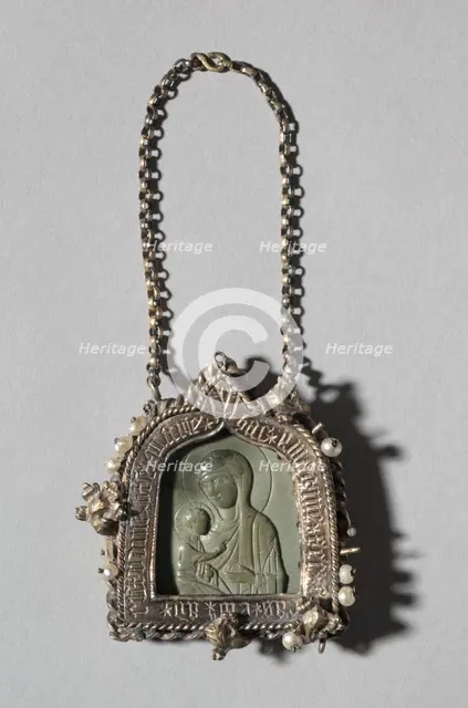 Pendant Icon with the Virgin "Dexiokratousa" and Frame with Winged Bull of Saint Luke… Creator: Unknown.