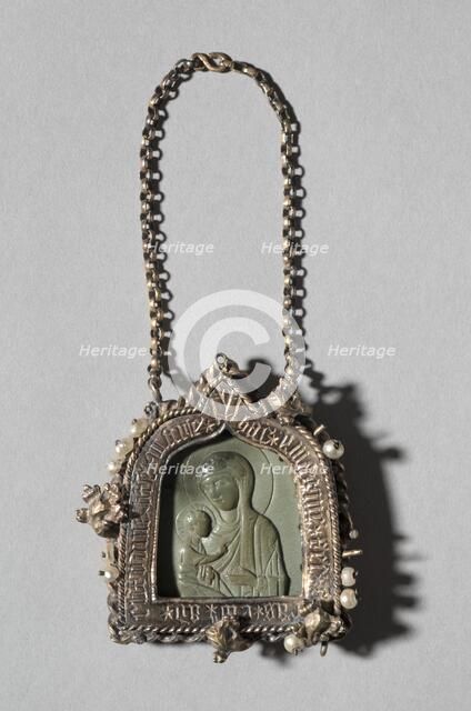 Pendant Icon with the Virgin "Dexiokratousa" and Frame with Winged Bull of Saint Luke… Creator: Unknown.