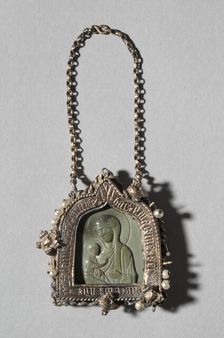 Pendant Icon with the Virgin "Dexiokratousa" and Frame with Winged Bull of Saint Luke… Creator: Unknown