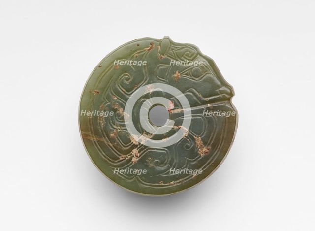 Pendant in the form of a coiled dragon, Late Shang dynasty, ca. 1300-ca. 1050 BCE. Creator: Unknown.