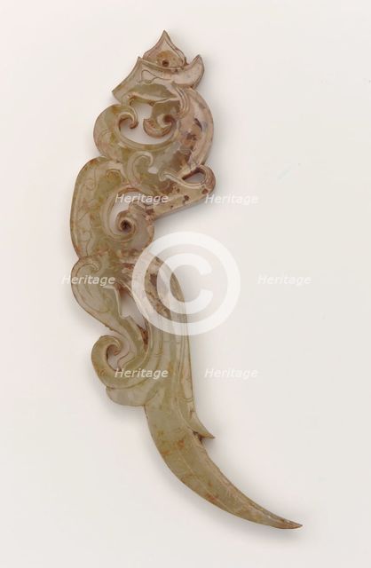 Pendant in form of a feline-dragon, Eastern Zhou dynasty, 475-221 BCE. Creator: Unknown.