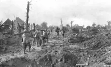 Pendant l'action; Pour assurer la securite du terrain repris: transport a travers..., 1916 (1924) Creator: Unknown