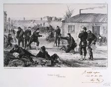 Pendant la garde Siege of Paris, Franco-Prussian War, November 1870 (1872). Artist: Auguste Bry