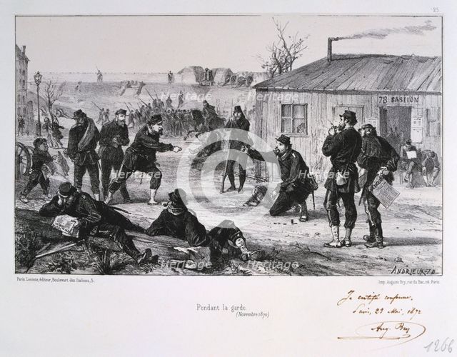 'Pendant la garde', Siege of Paris, Franco-Prussian War, November 1870 (1872). Artist: Auguste Bry