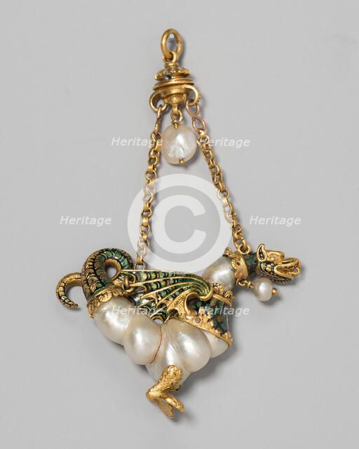 Pendant Shaped as a Dragon, Spain, c. 1575-c. 1600. Creator: Unknown.