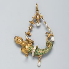 Pendant Shaped as a Mermaid, Spain, c. 1575-c. 1600, with later modifications. Creator: Unknown