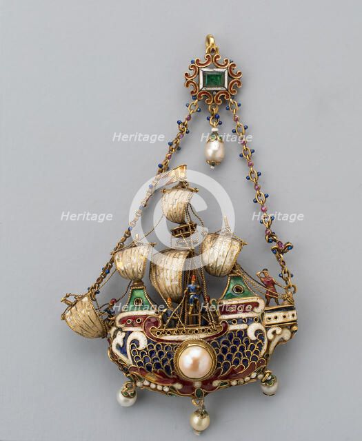 Pendant Shaped as a Ship, Mediterranean Region, eastern, 17th/18th century (with later additions). Creator: Unknown.