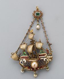 Pendant Shaped as a Ship, Mediterranean Region, eastern, 17th/18th century (with later additions). Creator: Unknown