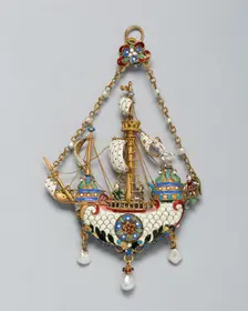 Pendant Shaped as a Ship, Germany, c. 1870/90. Creators: Reinhold Vasters, Alfred André