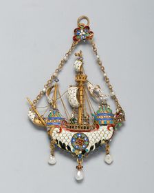 Pendant Shaped as a Ship, Germany, c. 1870/90. Creators: Reinhold Vasters, Alfred André