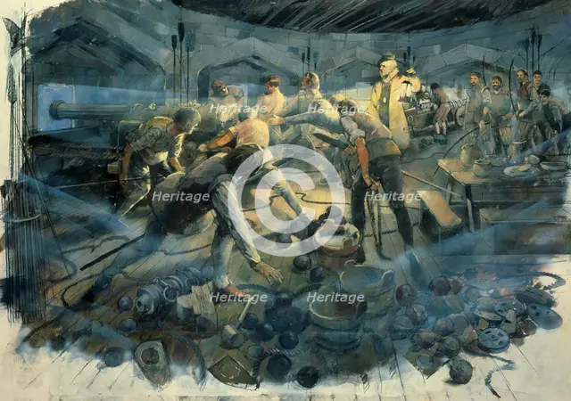 Pendennis Castle Gun Deck, late 1540s, (c1990-2010). Artist: Ivan Lapper.