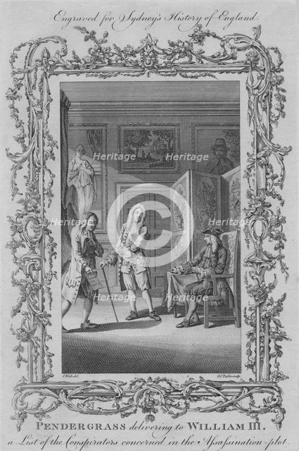 'Pendergrass delivering to William III a List of Conspirators in the Assassination plot', 1773.  Creator: James Taylor.