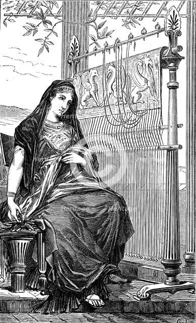 Penelope and her loom, 1886. Artist: Anon