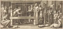 Penelope and Her Maids Weaving, c. 1545. Creator: Master FG
